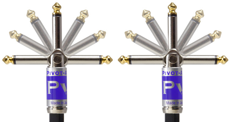 Pivot-All revolutionary 180-degree rotating/Pivoting Instrument Plug as well as top quality Mogami Cable for professional audio recording and live with warranty.  Artistic interpolation of all the angles you can get (there are more!).