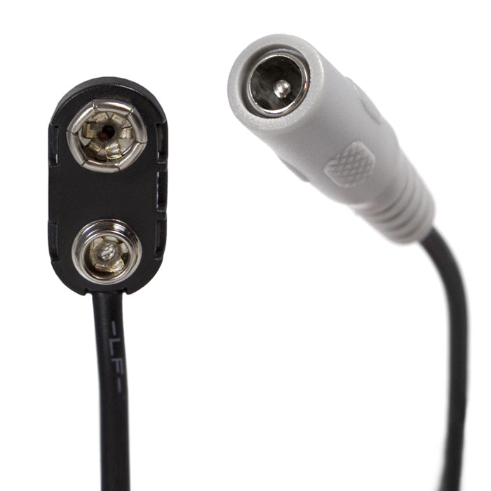 Power-All Cable Grey 9v Battery Snap to 5.5mm pedal power