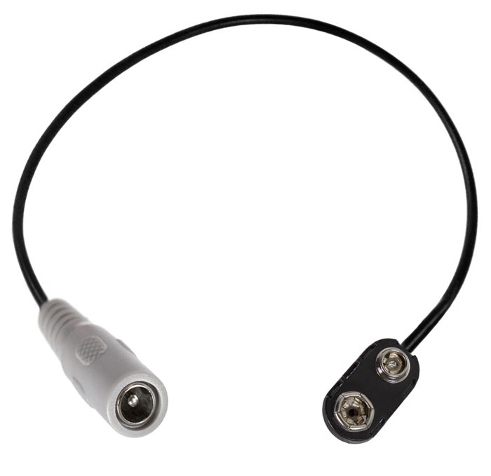 Power-All Cable Grey 9v Battery Snap to 5.5mm pedal power